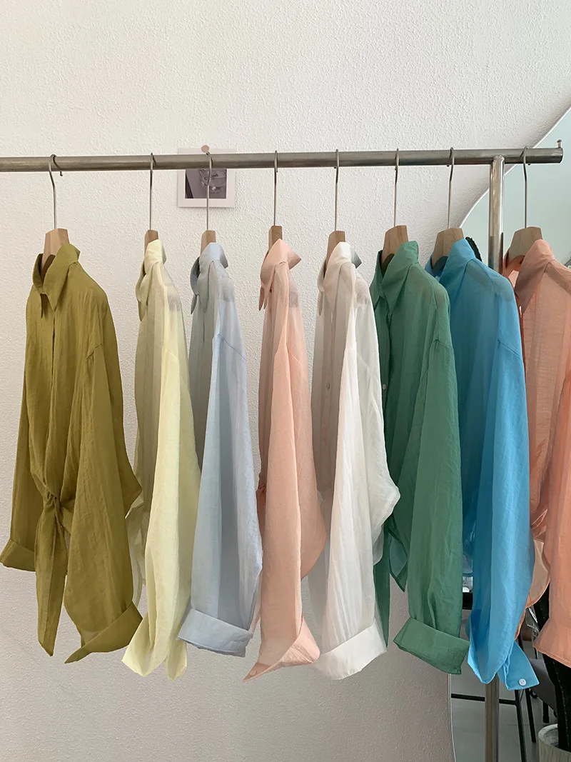 Koreaanse stijl dunne zonnebrandcrème shirts dames zomer nieuwe lange mouwen vetersluiting casual korte jassen reizen vakantie strand tops
