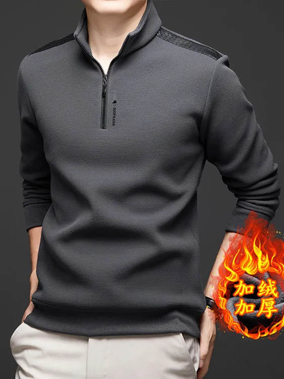 

Мужской вельветовый свитшот с воротником-молнией Long Sve Fce на подкладке, осенний новый удобный современный вязаный свитер