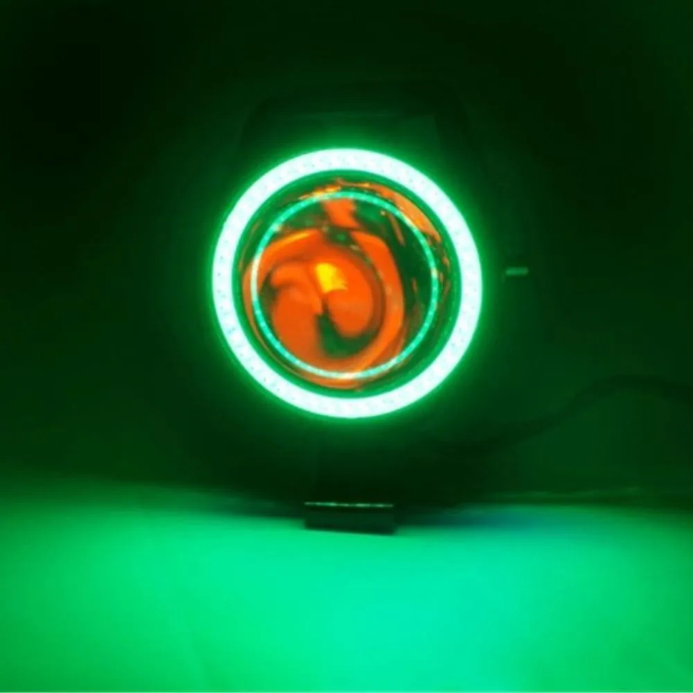 2PCS Highlighting U7 Motorcycle Headlight 3000LM 6500K 15W Cob Angel Eye Headlamp IP65 motorcycle laser gun Colorful Bulb