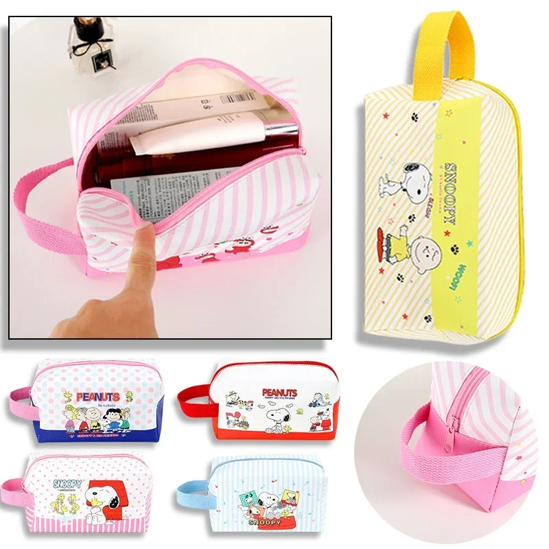 

Snoopy Makeup Bag Women Travel Large Capacity Toiletries Storage Bags Anime Clutch Cute Girls Handbag Purse Anime Pencil Case