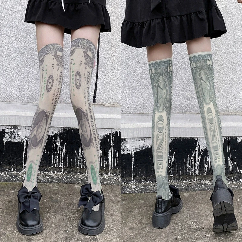 2026 New 3D Personalized Socks with USD Element Printed Street Trend Matching Creative Casual Knee Socks