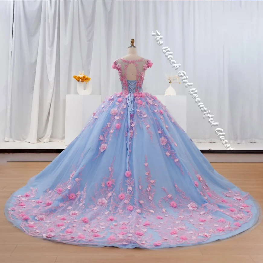 Princesa Tutu, estético simples, flores delicadas, lantejoulas frisadas, 15 vestidos Quinceanera, festa oca, cor estética, 2024