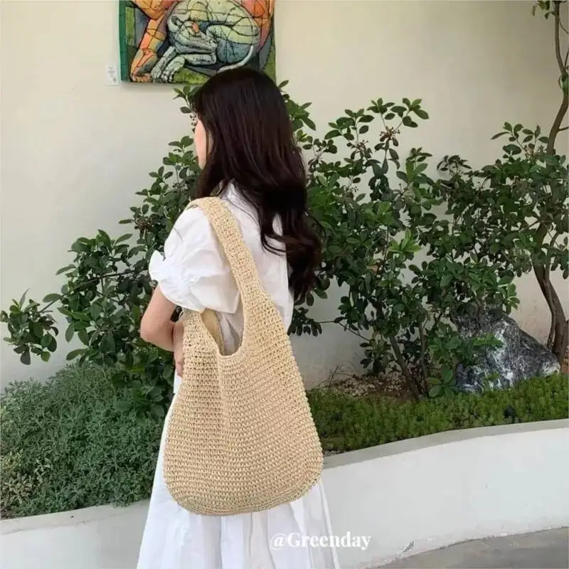 Bloom Beach Vacation Woven Shoulder Bags Purse Women Summer Large Capacity Tote Bag Female Holiday Haruku Straw Handbag 2025