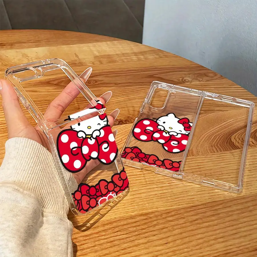 Cute Sanrio Hello Kitty Case for Samsung Galaxy Z Fold 8 Ultra Z Fold 7 6 5 4 3 ZFold8Ultra Z Flip 6 5 4 3 Transparent Soft