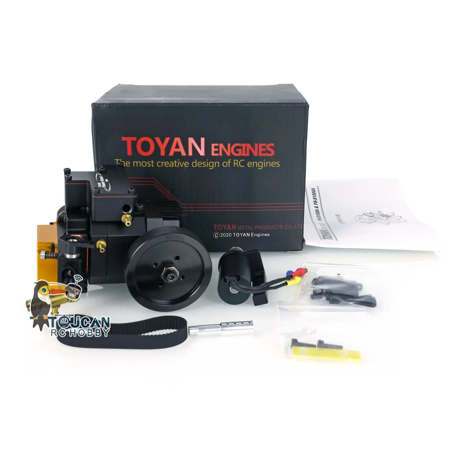 TOYAN Metal Methanol Engine Water Cooling Mini Desktop Single Cylinder 4 Stroke Engine DIY Model for RC Car FS-S100WA1 TH21544