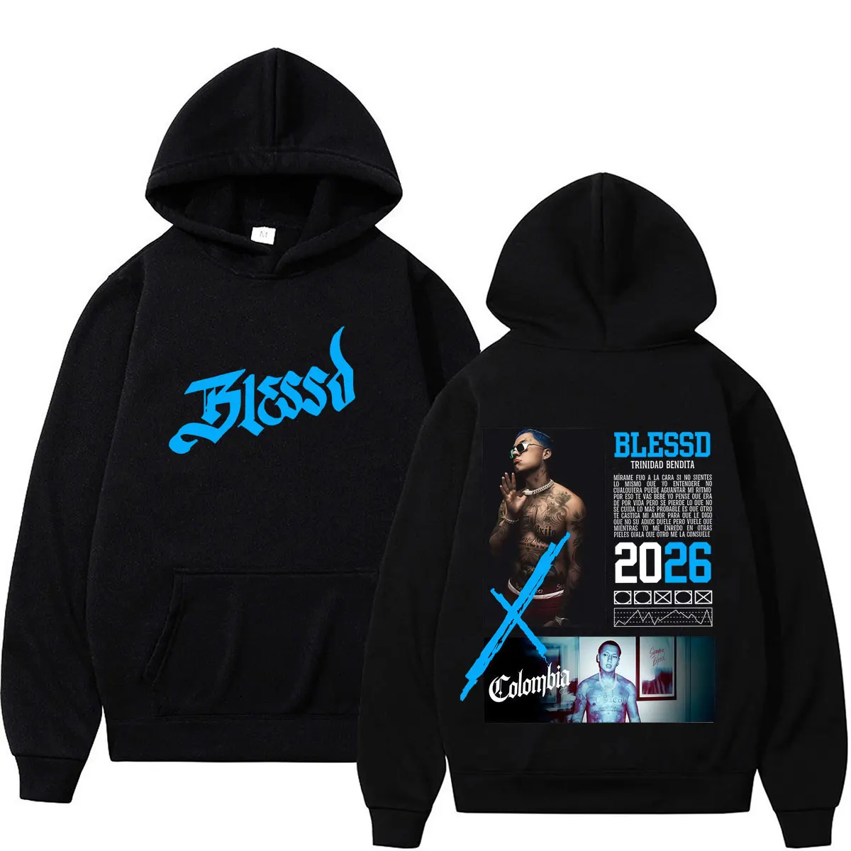 

Rapper Blessd Album Tour 2026 Merch Hoodie Men Women Fashion Hip-hop Pullover Long-sleeved Casual Loose Vintage Male Sweatshirt