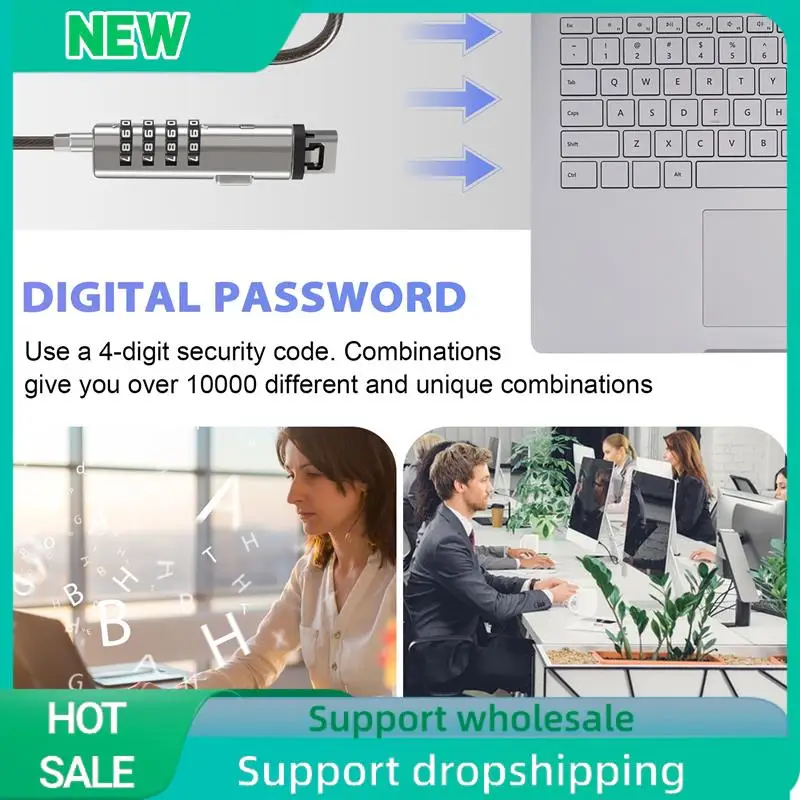 Solid 4 Digital Universal Lock USB Laptop Security Cable Lock For Computer