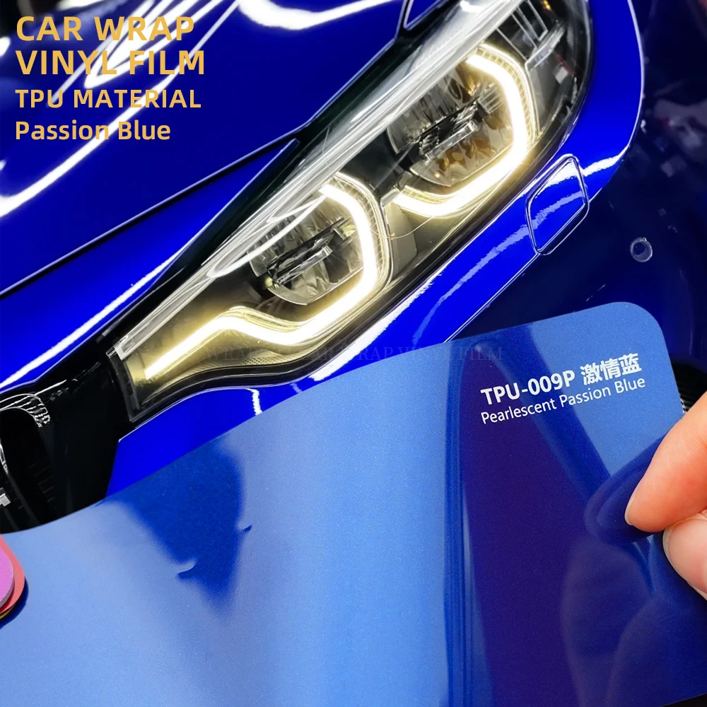 Wrapwiz perolado paixão azul acabamento suave filme de mudança de cor do carro envoltório de vinil filme removível decorativo envoltório de vinil do veículo