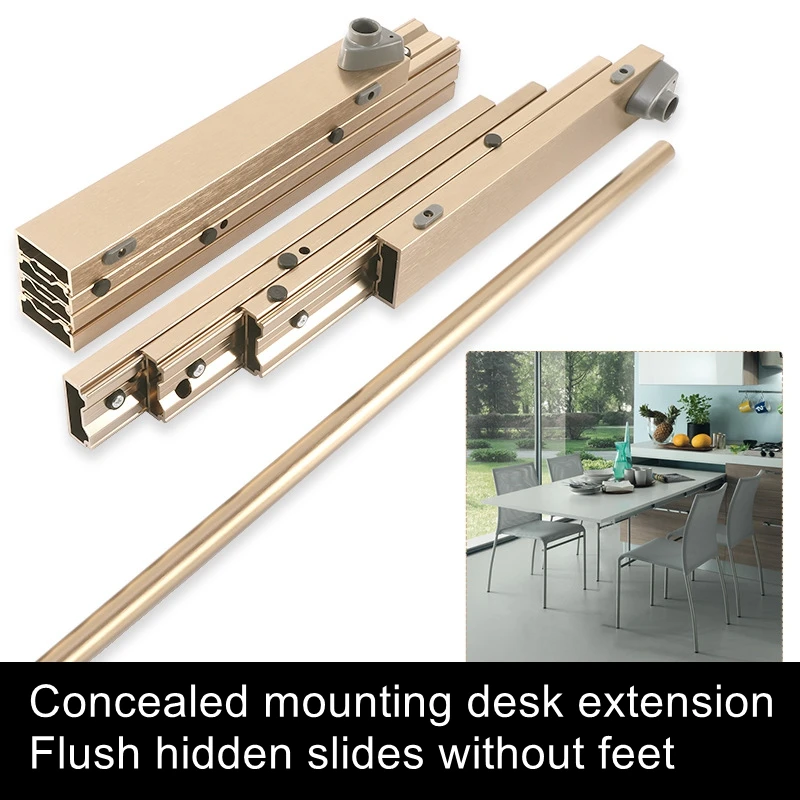 

Invisible Dining Table Folding Rail Functional Piece Cabinet Multi-Section Telescopic Without Feet Hidden Dining Table Rail