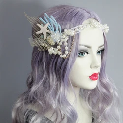 Halloween mermaid hair accessories Starfish artificial crystal shell coral party seaside decorations