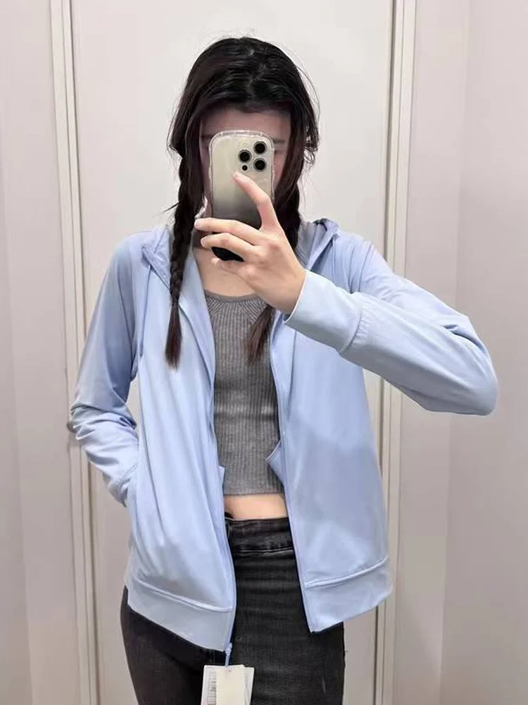Summer Women's UV Protection Mesh Zipper Hoodie Long Sleeve Casual Versatile Sunscreen Coat Breathable Comfortable Commute Style