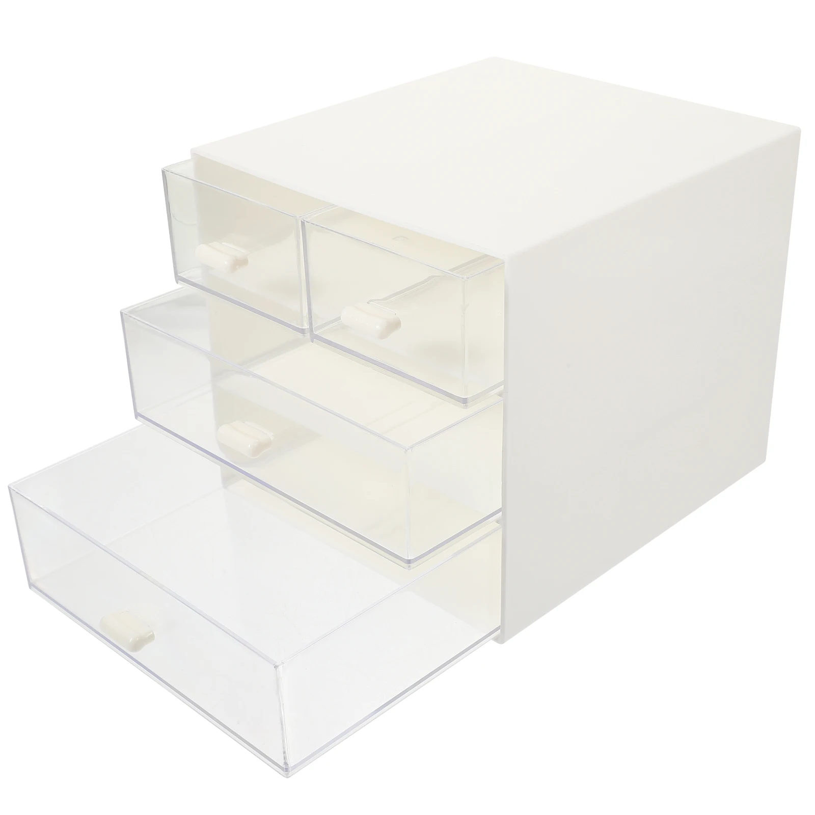 Caja de almacenamiento transparente estilo cajonera, organizador de escritorio, soporte de joyería, contenedor doméstico multicapa para lápiz labial