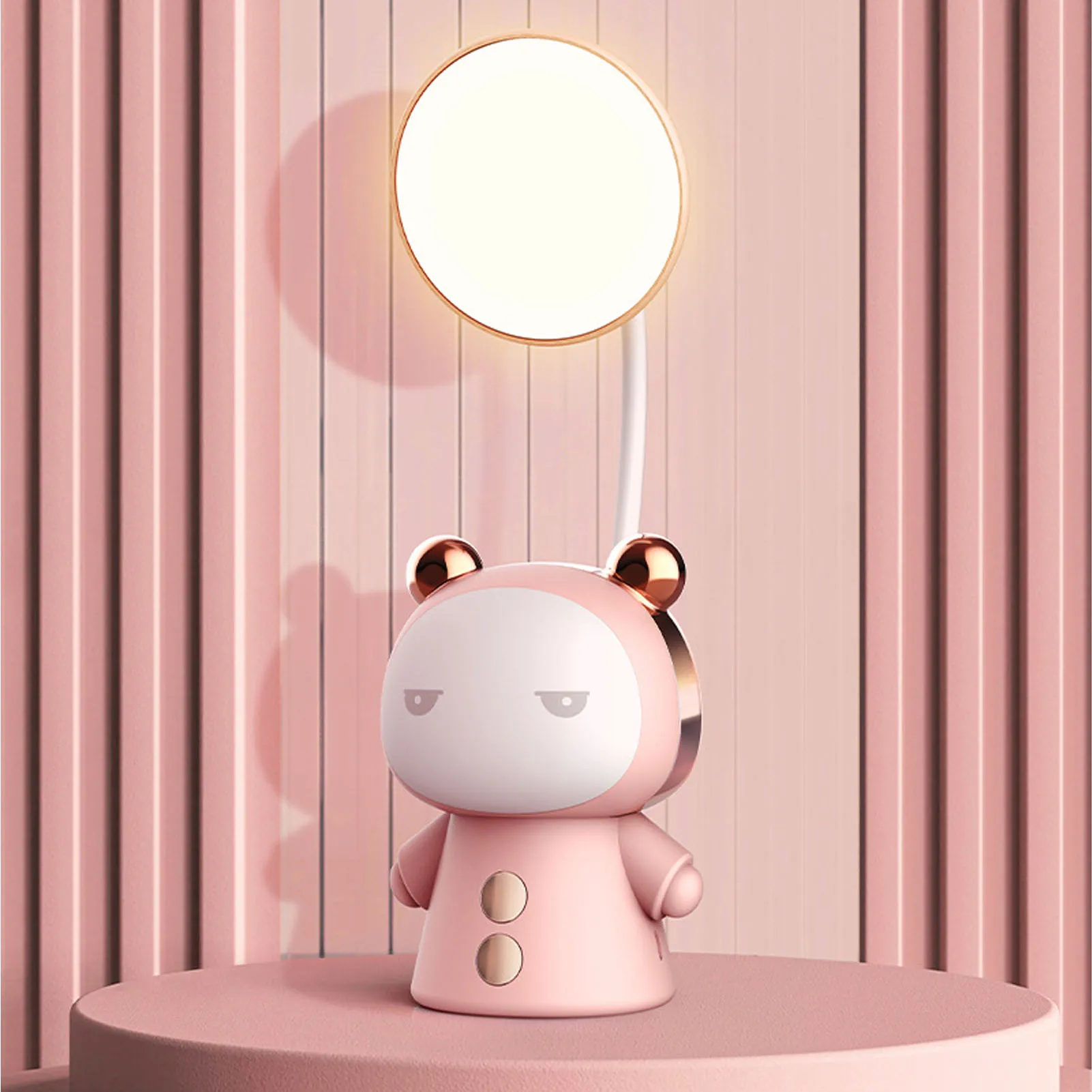 Lampe de bureau LED dessin animé aste USB pour enfants, veilleuse rose créative, protection des yeux, apprentissage, lecture, livre, ZK40