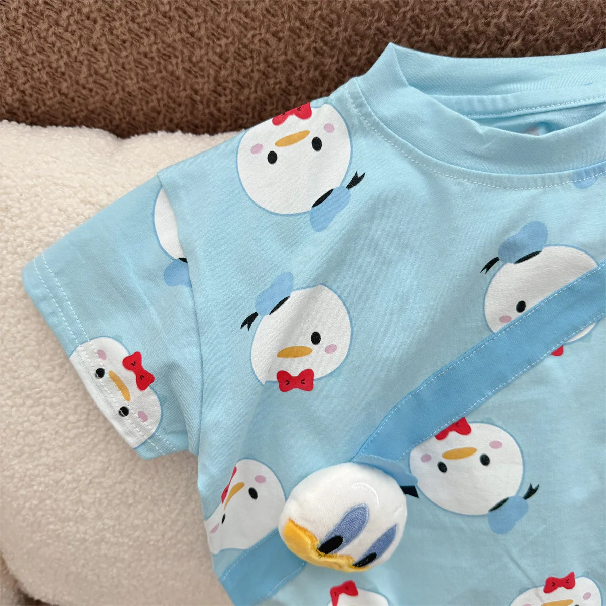 Disney 0-2 Year Old Baby Triangle Clothes Summer Short Sleeve Cotton Donald Duck Boys and Girls Baby Modeling Photo Suit Clothes