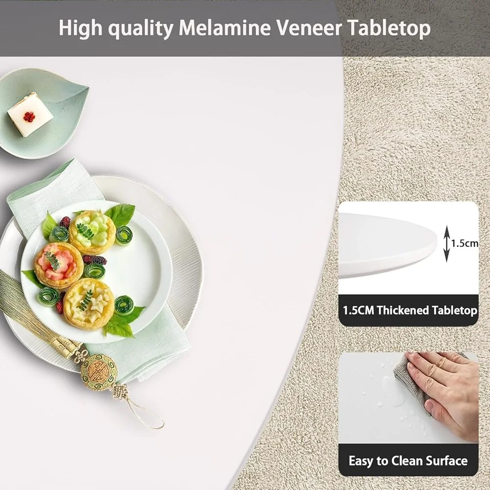 White Round Dining Table Tulip Kitchen Table Mid-Century Leisure Table Compact Dining Room Living Room Cafe Furniture Easy