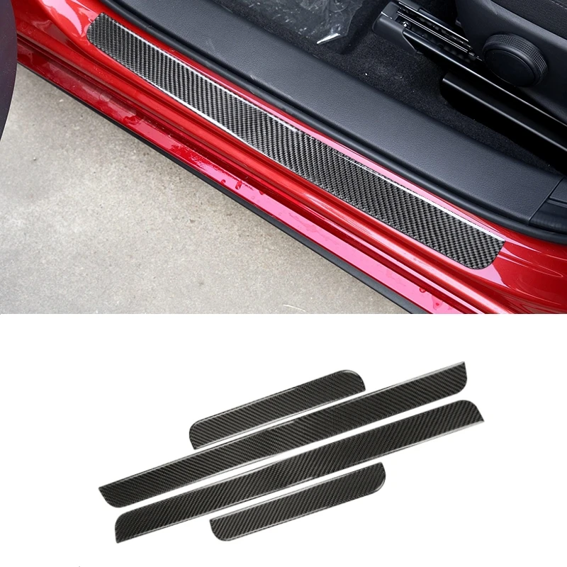 

For Mazda 3 AXELA 2020-2023 Car Door Inner Sill Strip Decorative Sticker Protective Cover Auto Interior Accessories Carbon Fiber
