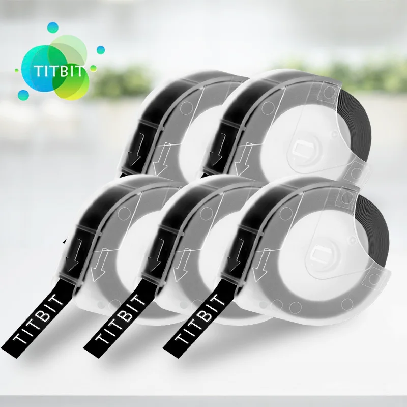 5Pcs 3D Embossing Tape Replace for Dymo 3D Label Tape Plastic 9mm Printer Ribbon for DYMO 12965 1610 Motex E101 Label Maker
