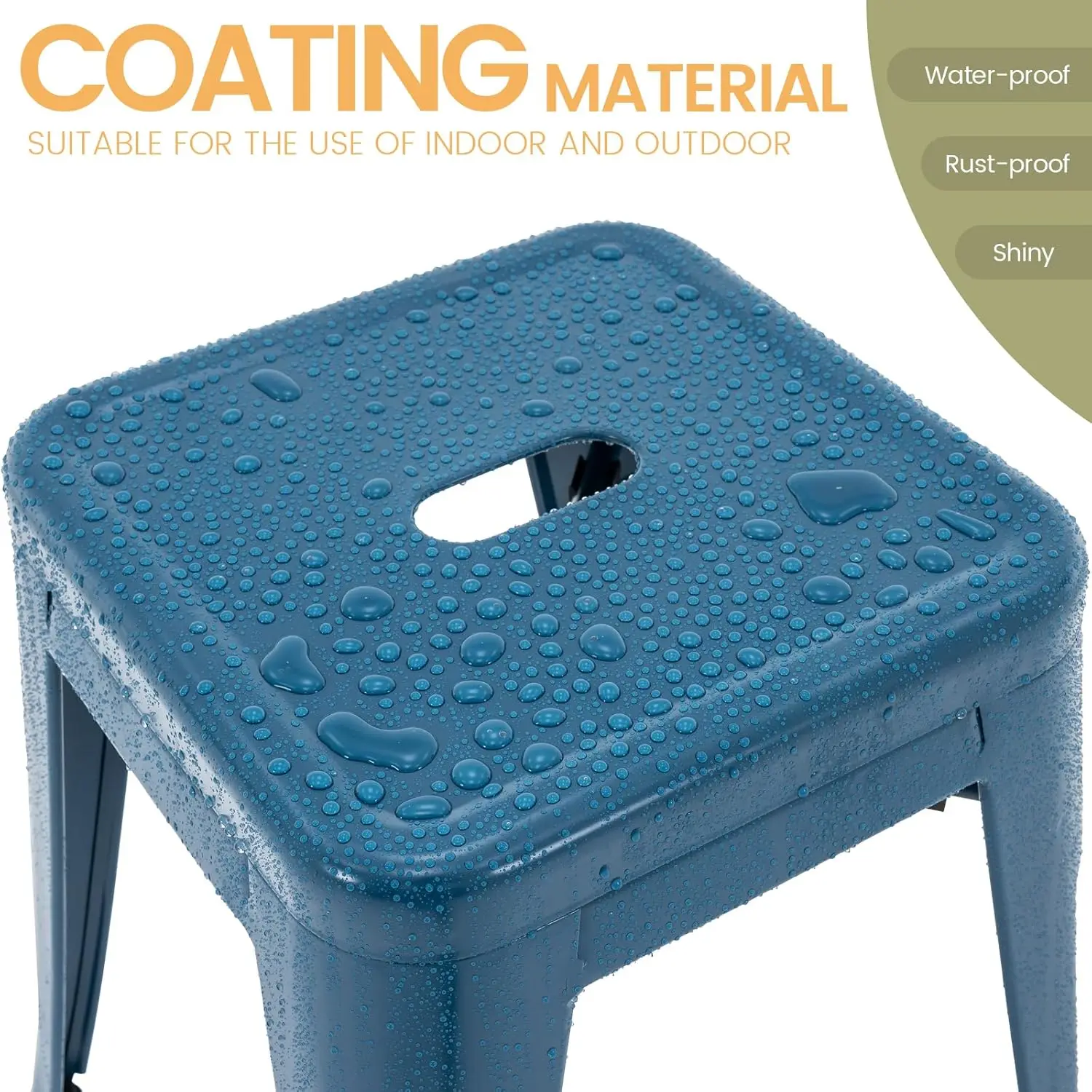 Living 18 Inch Industrial Metal Stools Set of 4, Stackable Classroom Stools, Backless Metal Dining Chairs for Indoor Outdo