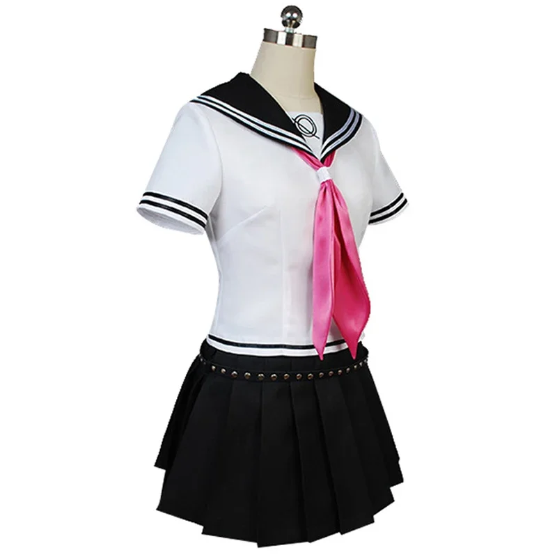 Disfraz de Cosplay de Danganronpa Mioda Ibuki para niña, falda de estudiante, ropa de Peluca de cuerno de diablo de Anime de Halloween, incluye calcetines, corbata de uñas