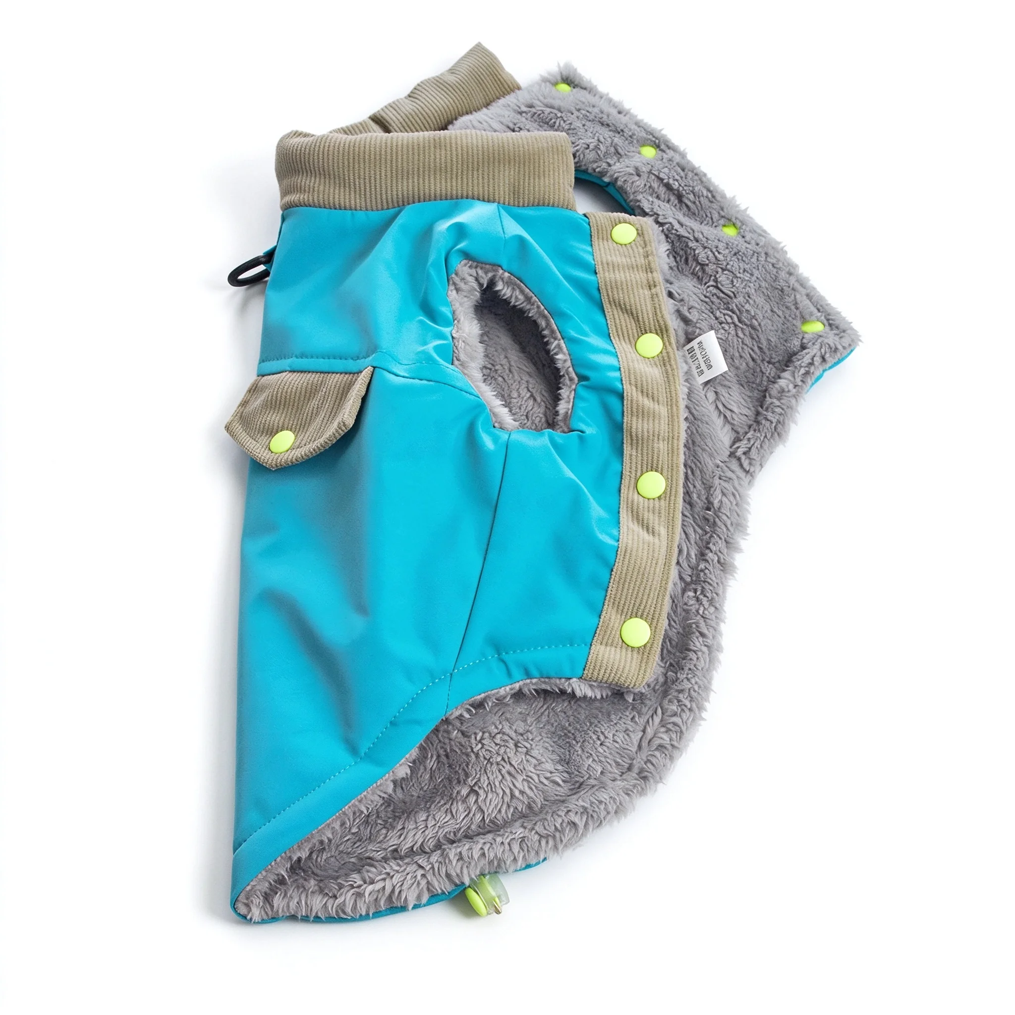 Winterjas voor teckels, blauw, waterdicht, met fleecevoering, warme, mouwloze jas voor huisdieren, met zak.