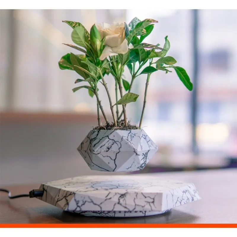 Simple magnetic levitation marble potted plants, creative home balcony shopping mall hotel green plant garden ornament
