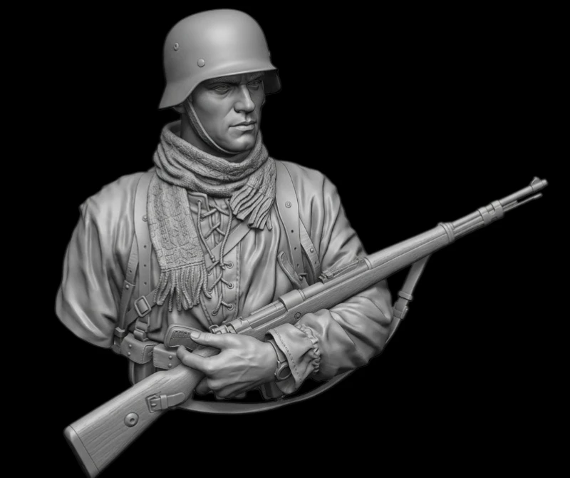 Kit de buste en résine moulée sous pression à l'échelle 1/10, buste de soldat d'infanterie allemand, non assemblé et non peint