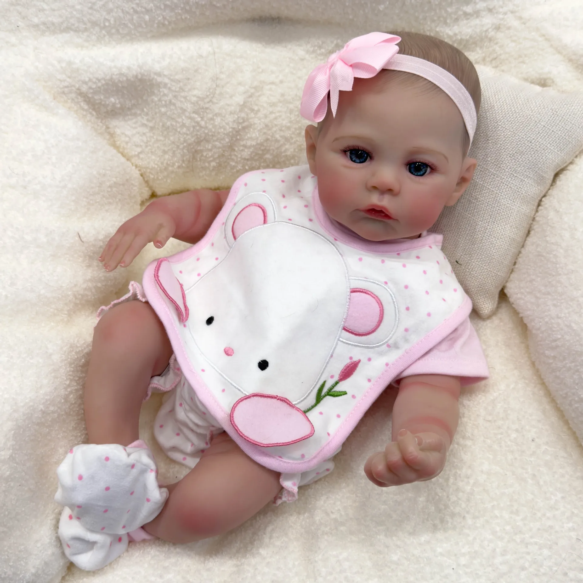 49 cm Miniature Preemie Baby Doll Soft Silicone Vinyl Real Touch Art Made 3D Skin Lifelike Baby Collectible Doll Handmade Gift