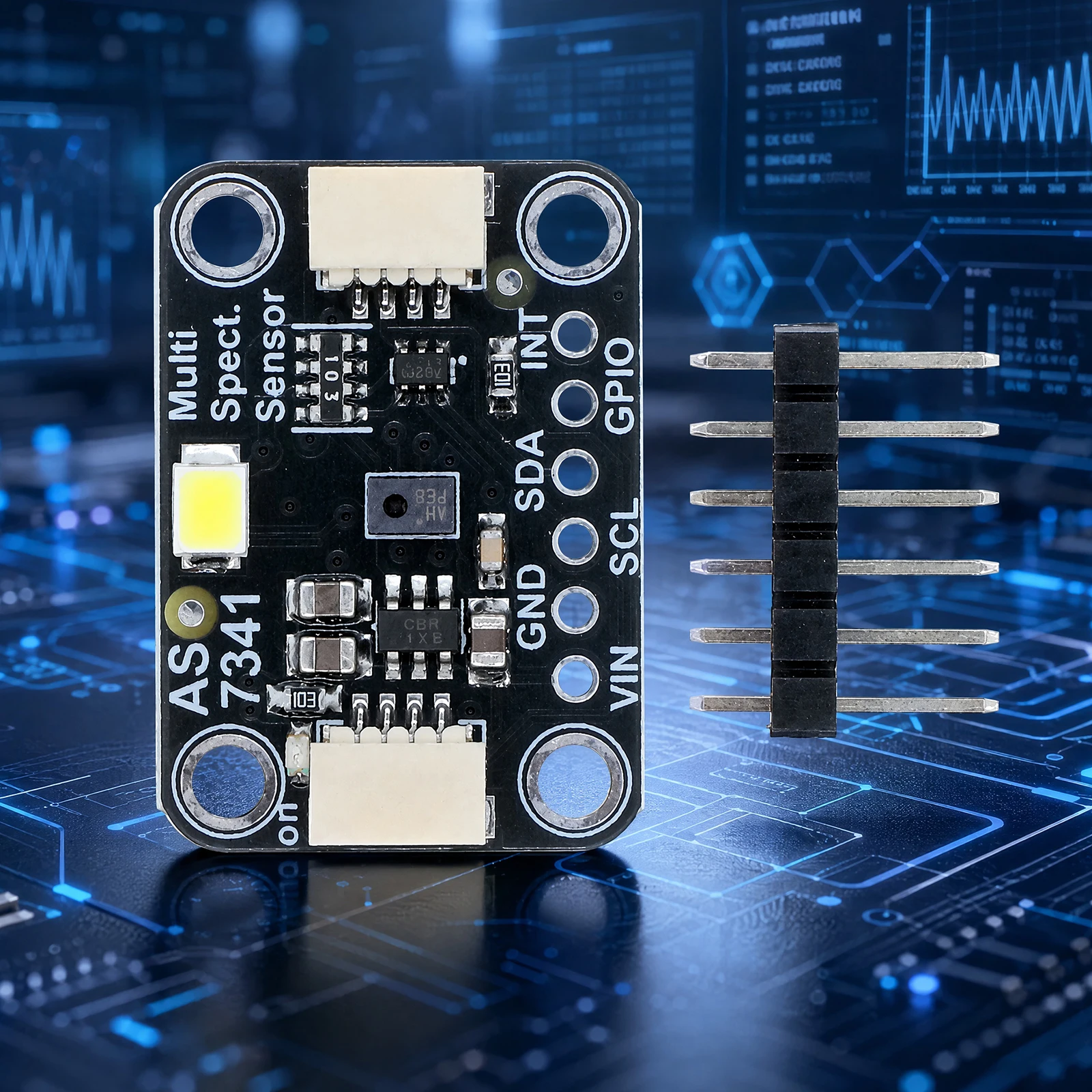 AS7341 Spectral Color Sensor 11-Channel Breakout I2C 415nm-680nm NIR Visible Flicker Detection 3.3V-5V