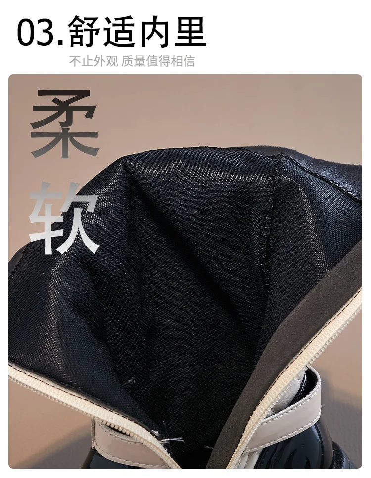 Herbst-Winter-Kurzstiefel mit Karomuster, rutschfester, weicher Sohle, für Mädchen, mit Reißverschluss, Fleece-Futter, lässige Stiefel, bequem, warm, für Kleinkinder, mit Schleife, für Kinder. – Detail 5