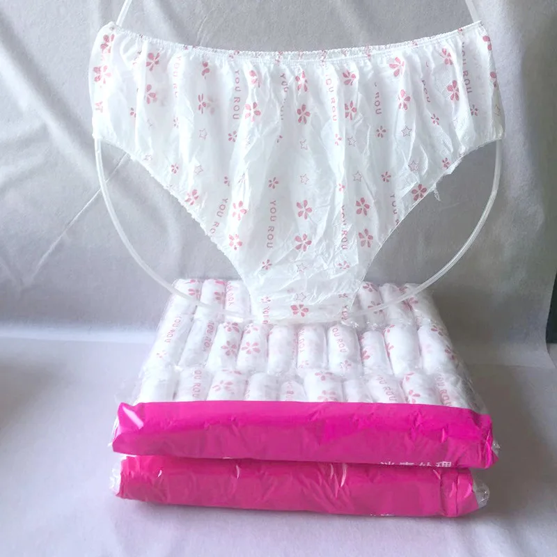 Imagem -03 - Roupa Interior de Algodão Descartável Feminino Viajando Pós-parto Pantiesnon-tecida Cuecas Partes Íntimas 50 Peças