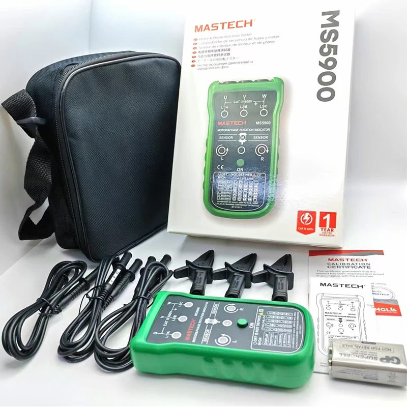 MASTECH MS5900 LED Non-contact Rotary Field Indicator Phase Rotation Tester 3 Motor Meter Sequence Tester LCD Digital Multimeter