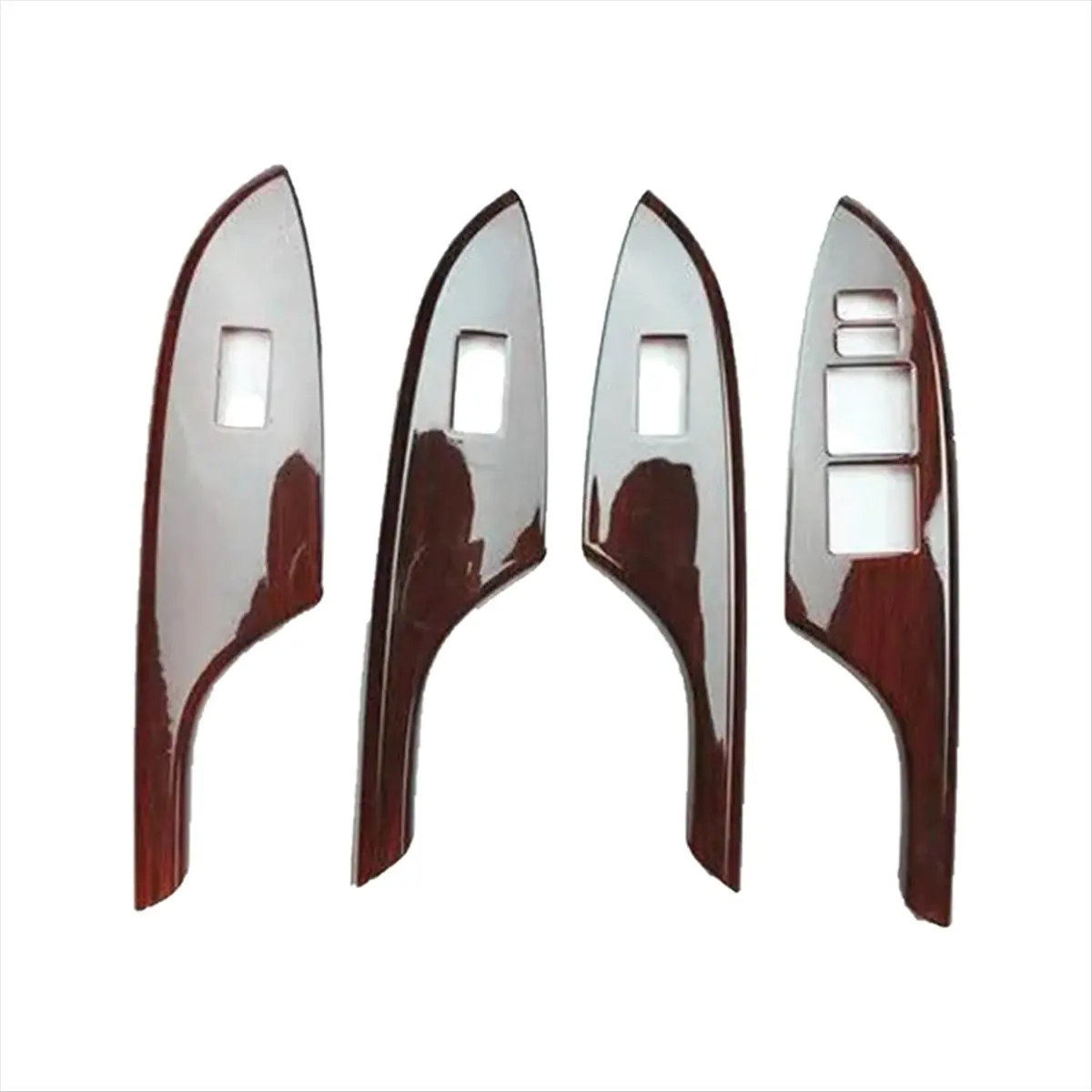 Fits for For 2007-2013 Left Hand Drive 4PC Wood ABS Car Door Window Lift Switch Buttons Cover Trim