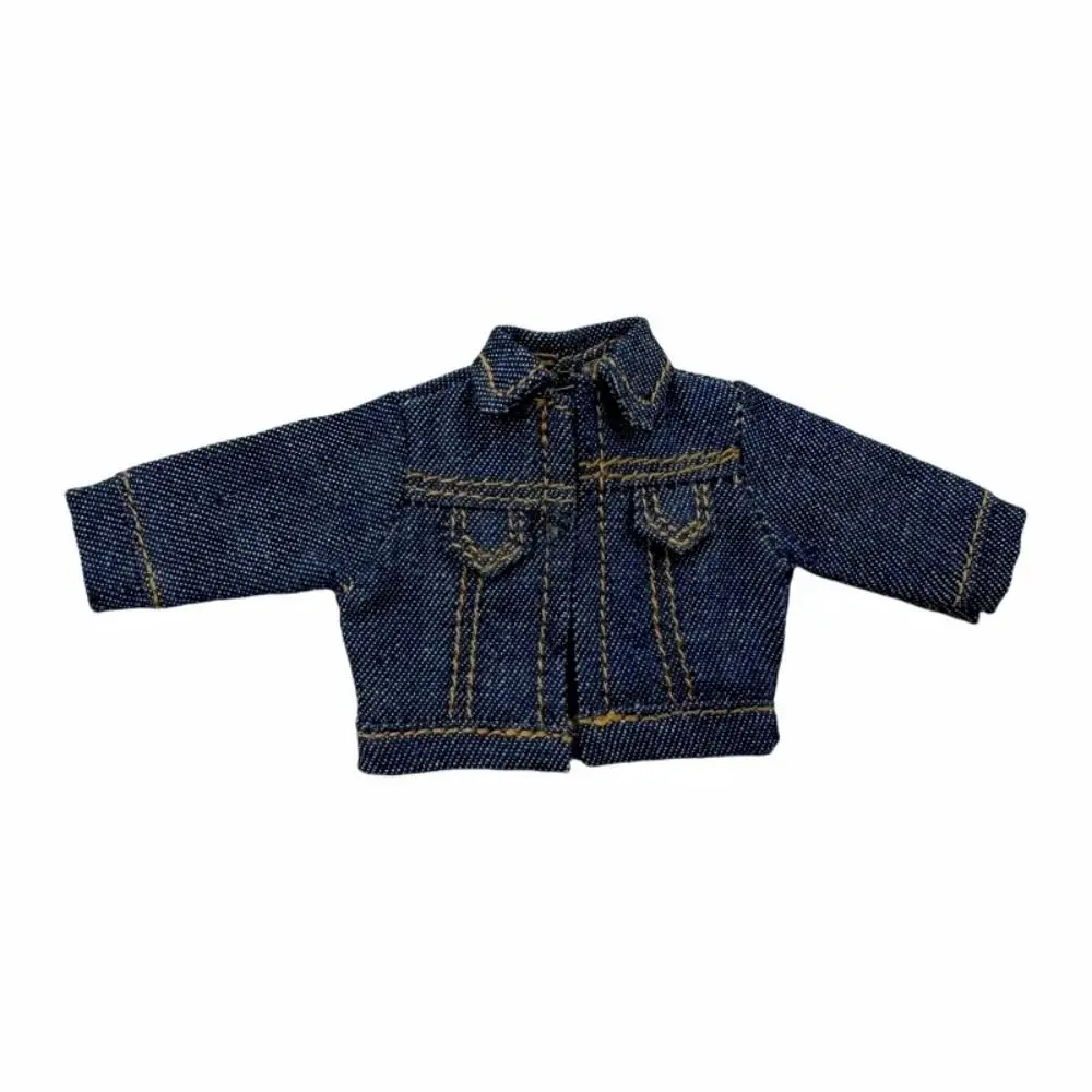 6가지 색상 인형 옷 청바지 코트 미니 귀여운 인형 상의 인형 액세서리 옷입히기 장난감 (오비츠11 인형, 1/12 BJD 인형용)