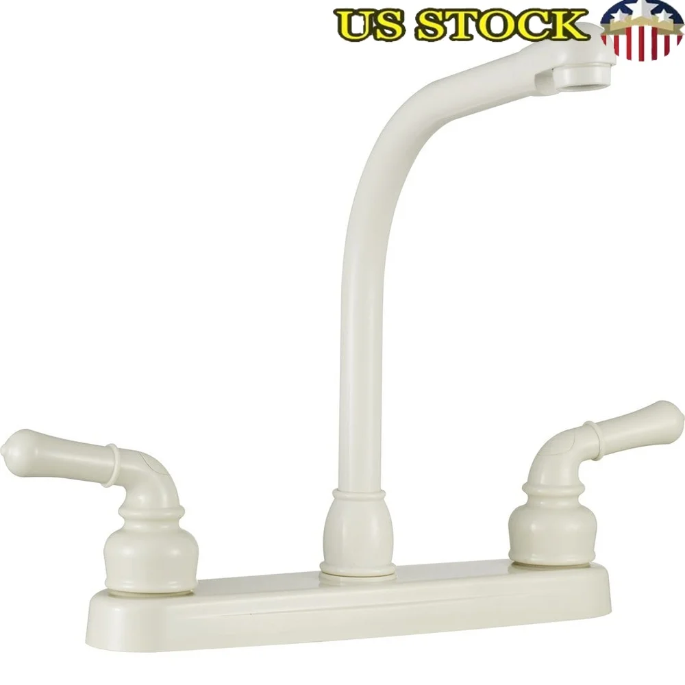 

Элегантный Hi-Rise кухонный смеситель для автодома с двойным рычагом, без брызг, без свинца, прочный латунный излив, легкий синтетический водный путь