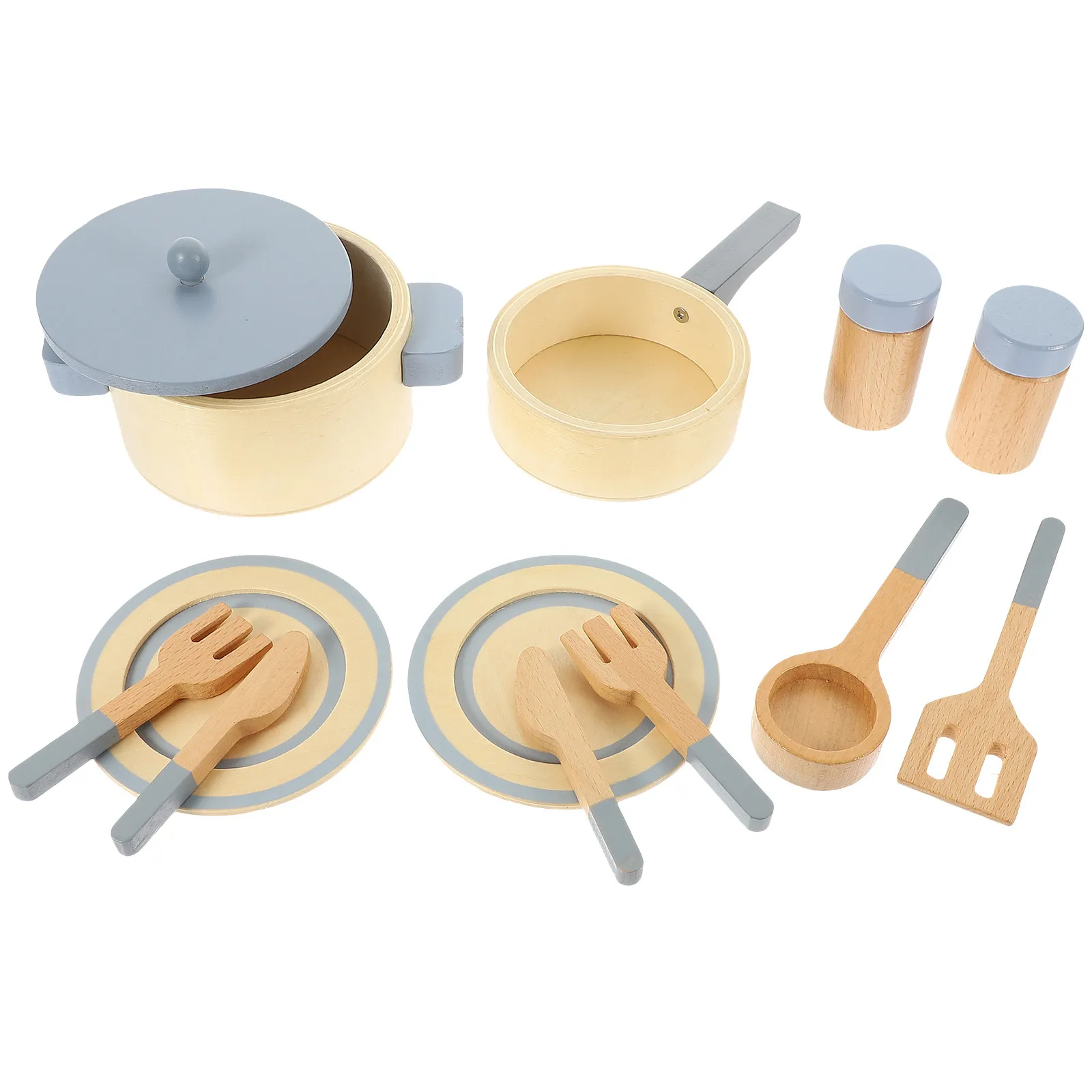 

1Set Wooden Cookware Kitchen Playset Pretend Play Cooking Set Child Kitchenware Simulation Cooking Accessories Educational