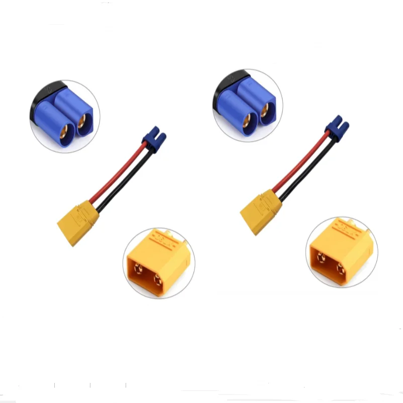 2 Pcs EC5 Male Female Plug to Deans EC3 XT60 XT60H XT90 XT90H Adapter Wire Cable With 12awg 4cm Silicone Wire for RC Battery ESC