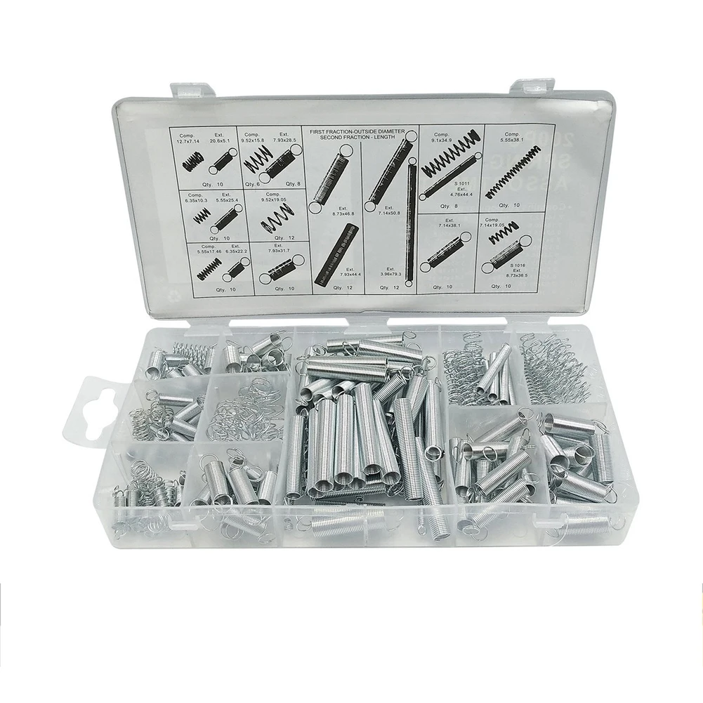 200 PCS Spring Kit Including Metal for tension Compression and Stretch Hook Springs with Storage Box for Various Repair