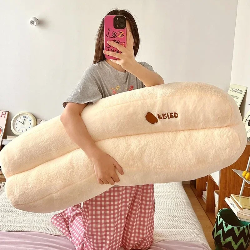 Baguette Bread Shaped Bolster Pillow Novelty Home Decor Cushions Plush Cover Well‑stuffed PP‑cotton Filling Smooth-soft Cushion