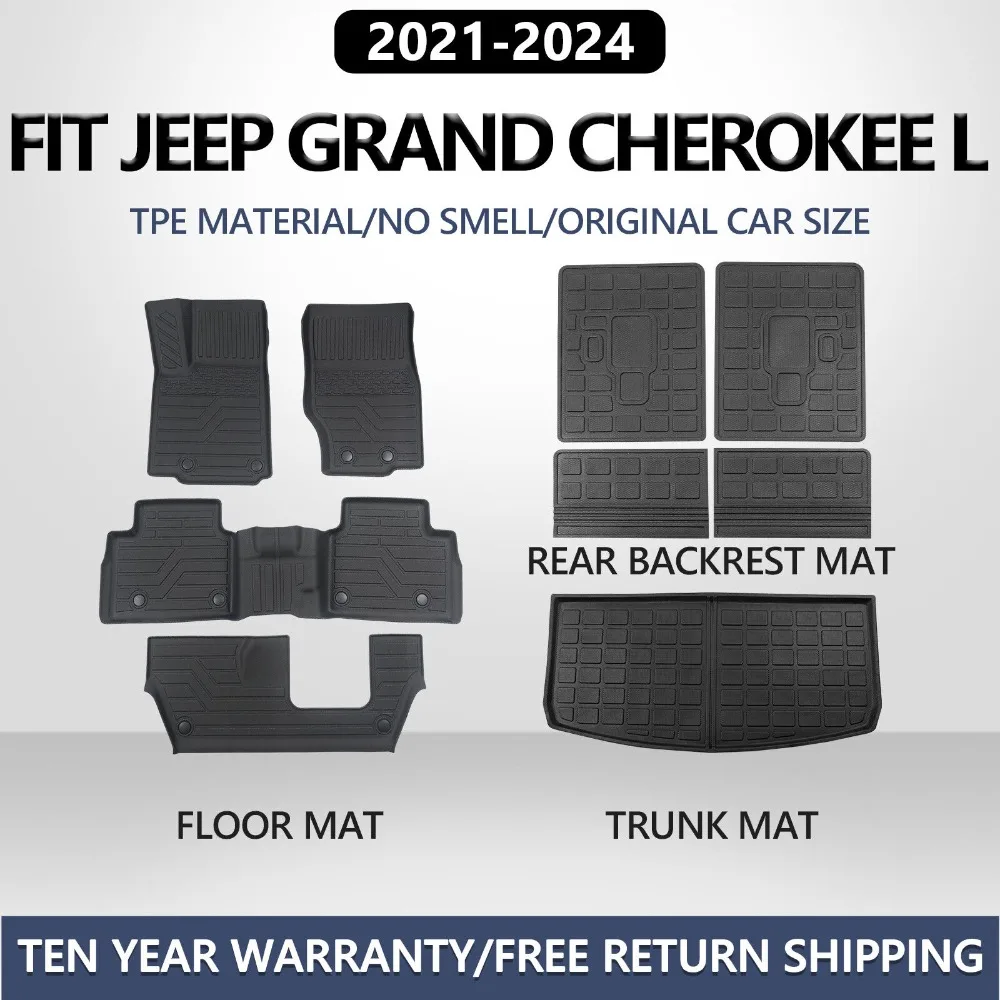 

Floor Mats Trunk Mats Cargo Liners For 2021-2024 Jeep Grand Cherokee L Anti-Slip United States