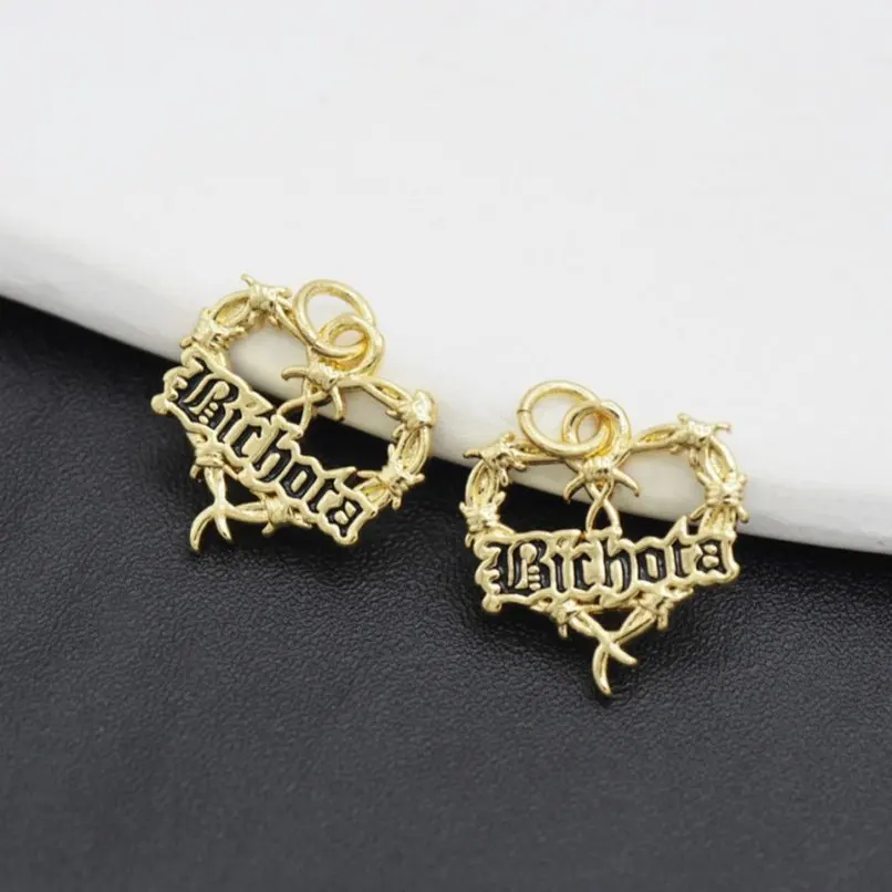 

5Pcs Karol G Bichota Charms Gold Color Copper Gift For Her Jewelry Heart Letter Point Pendant PM50368