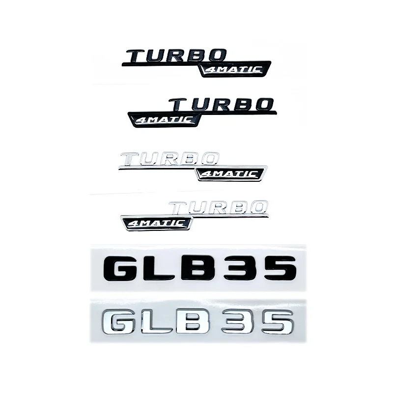 3D ABS Black Logo GLB35 Letters Turbo 4matic Emblem AMG Badge Car Rear Star Sticker For Mercedes Benz GLB35 AMG X247 Accessories