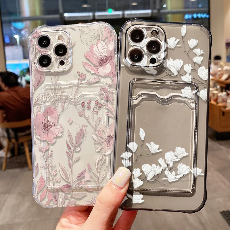 Flower Phone Case For Samsung A57 Case S26 S25 S23 S24 Ultra A16 A56 5g A37 A07 A17 A55 A36 A54 Soft Card Slot Bag Holder Cover