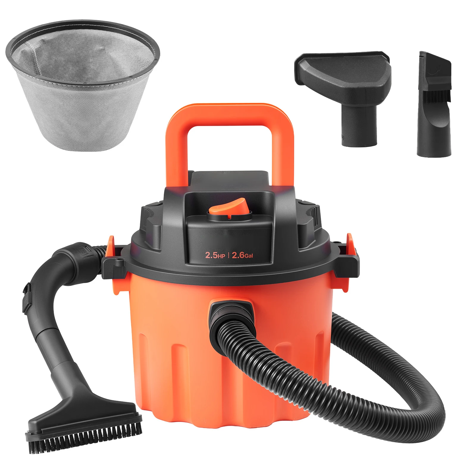 

SucceBuy Shop Vac 2.6 Gal/ 8 gal/11 gal Dry Shop Vacuum 2.5/4.5/5.5/6 Peak HP with Various Nozzles for Home Garage Black Orange