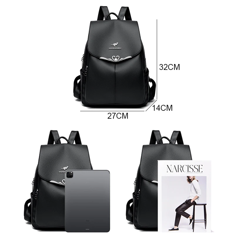 2024 New Women Backpack Female Leather Backpack Ladies Sac A Dos School Bags for Girls Large Capacity Travel Back Pack Rucksacks