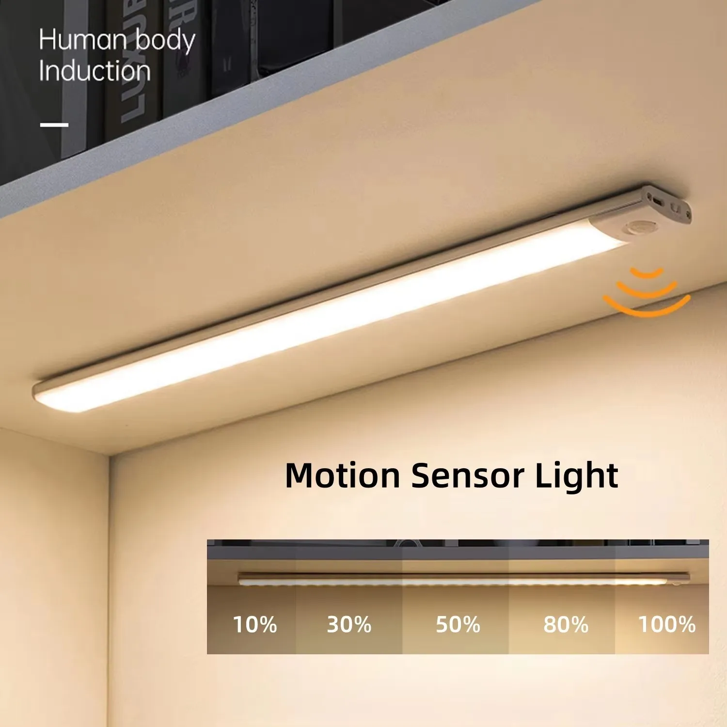 

20/30/40CM USB Rechargeable Motion Sensor Light Wireless 3 Colors Dimming LED Closet Night Light Kitchen Cabinet Lamp For Xiaomi