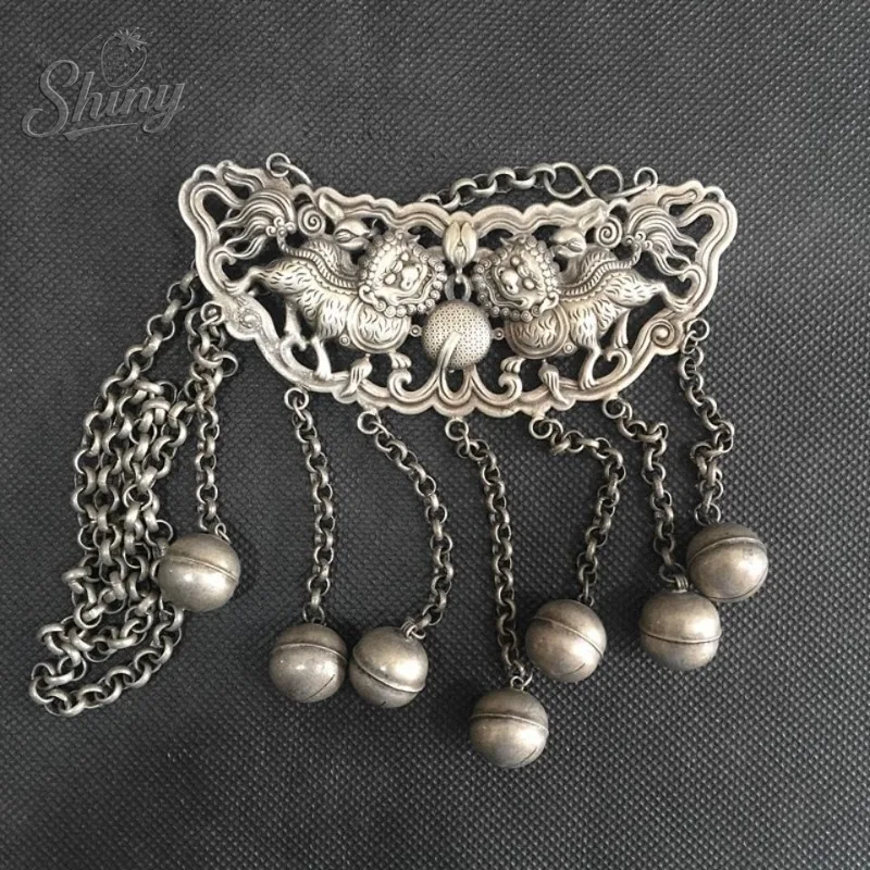 Ethnic-Style Handcrafted Miao Silver and Tibetan Silver Pendants Collectible Artistic