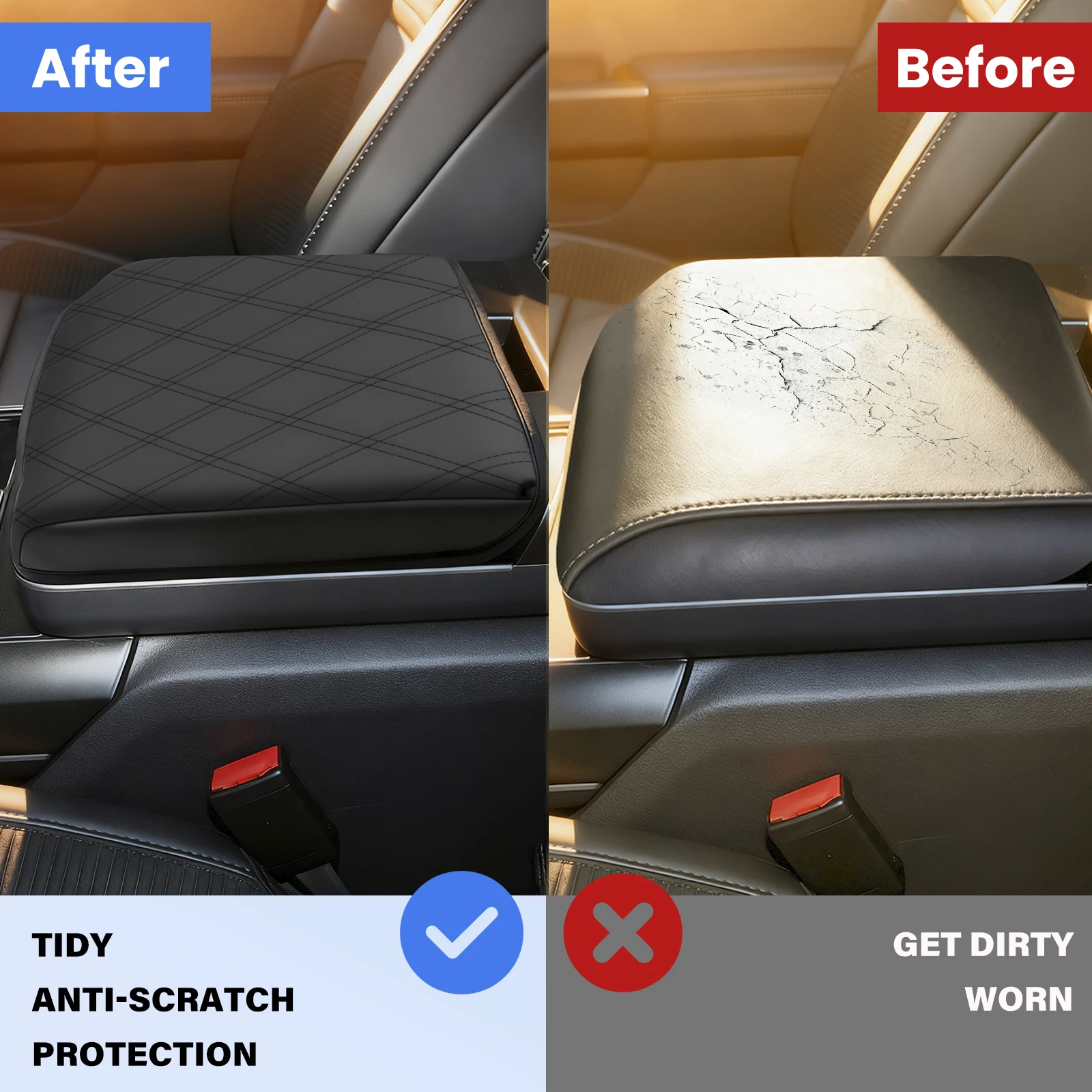 

For Ford F150 2021-2025 Armrest Box Cover Leather Center Console Armrest Protector Car Interior Accessories