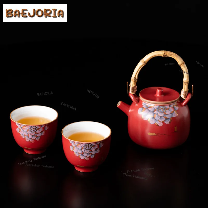 BAEJORIA Forbidden City Red Tea Set Complete Set Zen Set Of Cups Tea Ceremony Set Household Tea Maker Teapot And Tea Cup Gifts