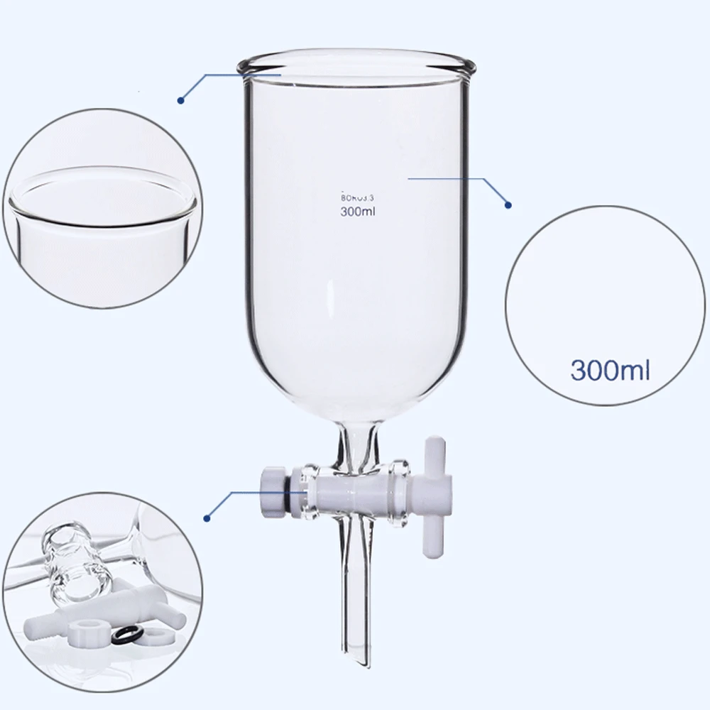 50 100 200 300 500 1000ml Boro Glass cylindrical Round Funnel Labrotary Glassware Chemical Experiment