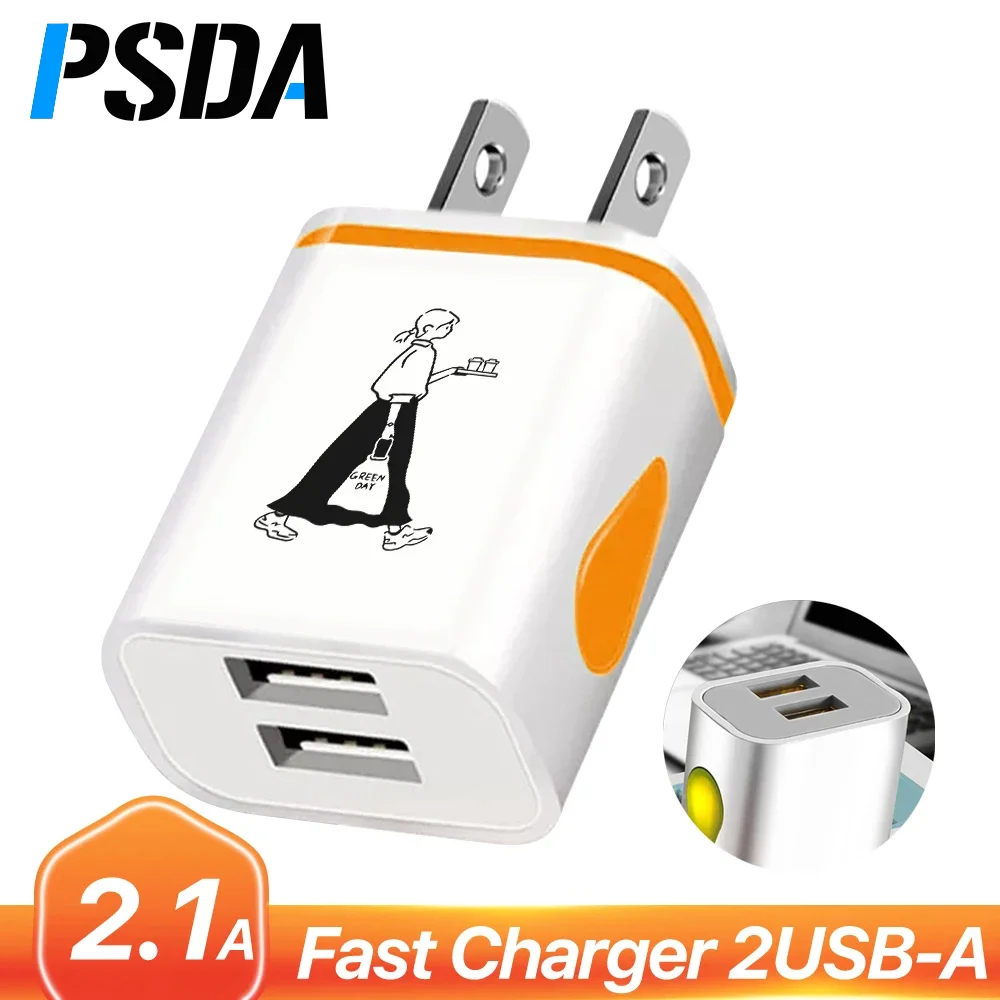 

PSDA Phone Universal 2.1A 5V 2 USB Charger Fast Wall Charging Adapter US Plug USB Charger For iPhone For Samsung For HTC